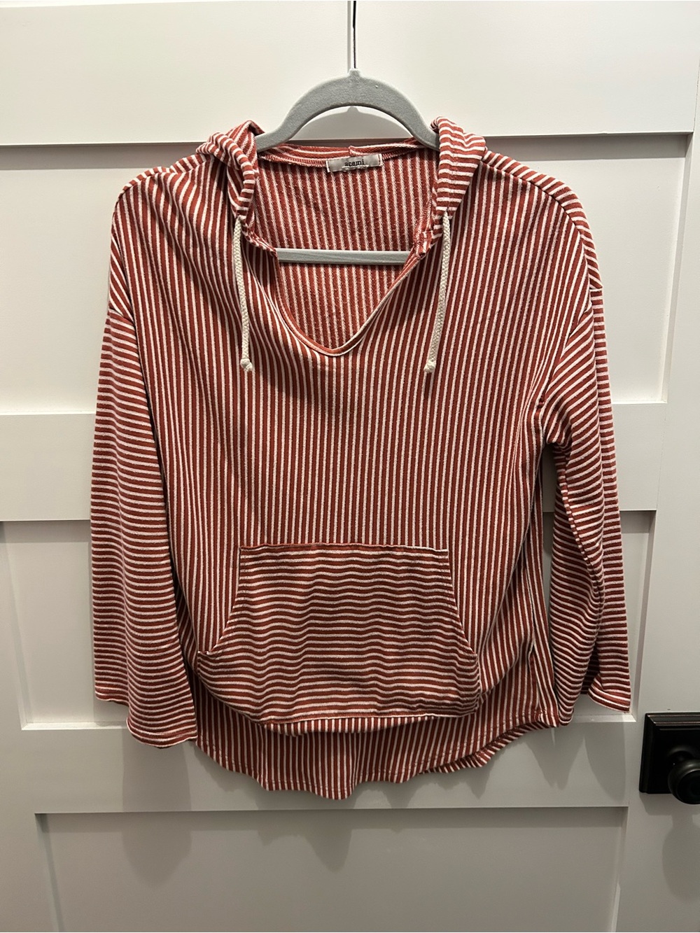 Acemi Rust and White Striped Hooded Pullover